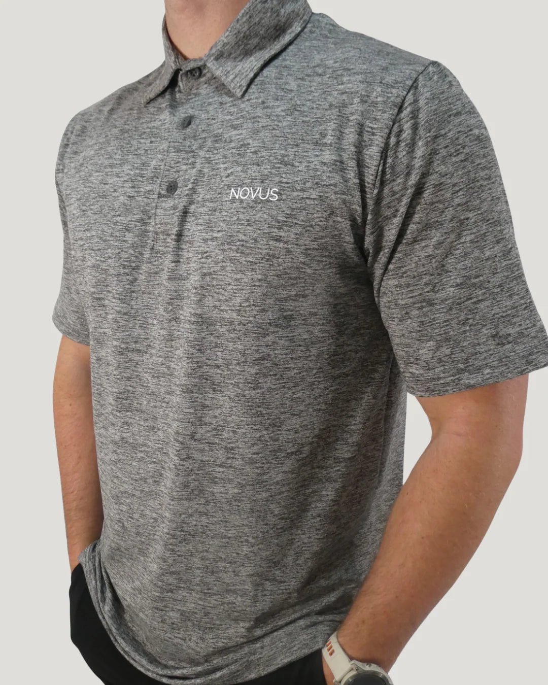 NOVUS GOLF Links Performance Polo - Grey Marl