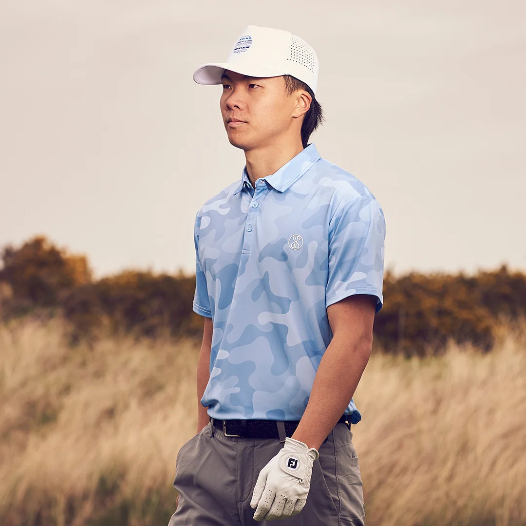 Apeiron Aether Iced Blue Men's Golf Polo Shirt