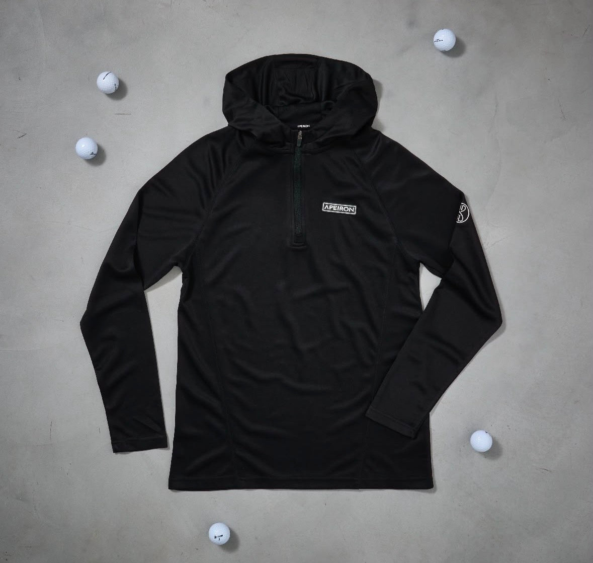Apeiron Black Hooded Quarter Zip